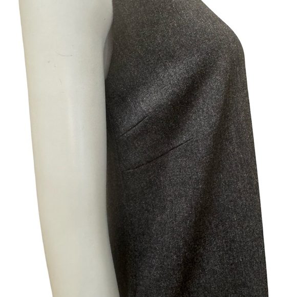 DONNA KARAN SIGNATURE Wool Flannel Sleeveless Sheath Midi Dress Charcoal Grey 12 - Picture 9 of 16